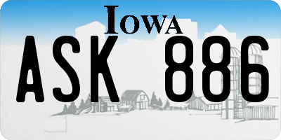 IA license plate ASK886
