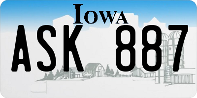 IA license plate ASK887