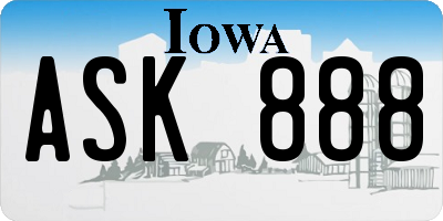 IA license plate ASK888