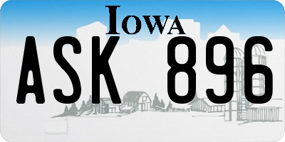 IA license plate ASK896