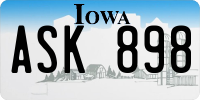 IA license plate ASK898