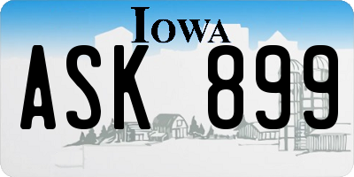 IA license plate ASK899
