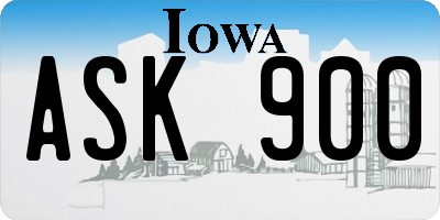 IA license plate ASK900