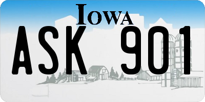 IA license plate ASK901