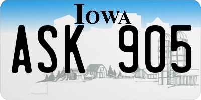 IA license plate ASK905