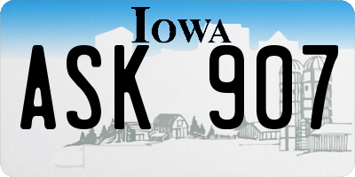 IA license plate ASK907