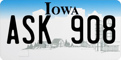 IA license plate ASK908