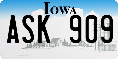 IA license plate ASK909
