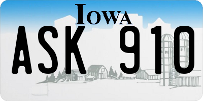IA license plate ASK910