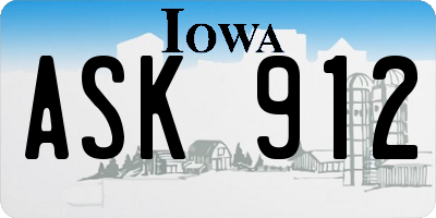 IA license plate ASK912