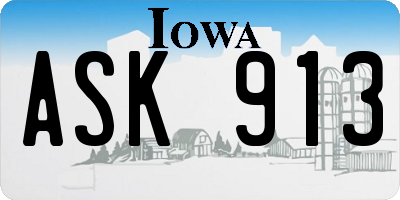IA license plate ASK913