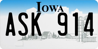 IA license plate ASK914