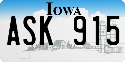 IA license plate ASK915