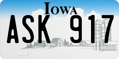 IA license plate ASK917