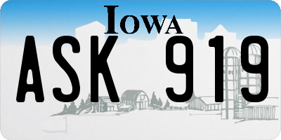 IA license plate ASK919