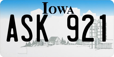 IA license plate ASK921