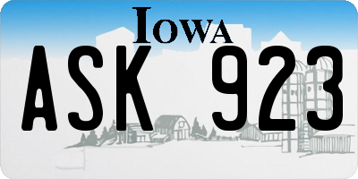IA license plate ASK923