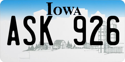 IA license plate ASK926