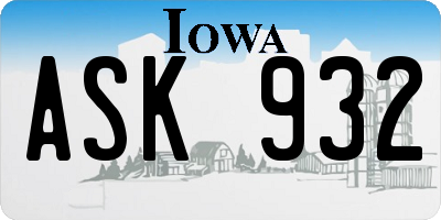 IA license plate ASK932
