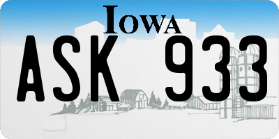 IA license plate ASK933
