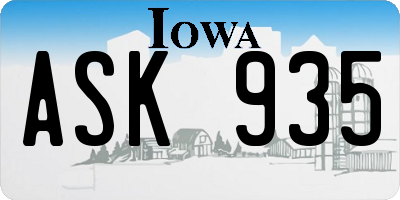 IA license plate ASK935