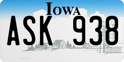 IA license plate ASK938