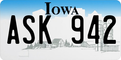 IA license plate ASK942