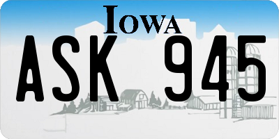 IA license plate ASK945