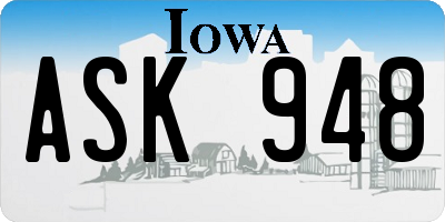 IA license plate ASK948