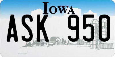 IA license plate ASK950