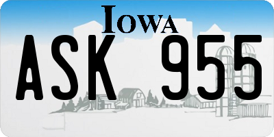 IA license plate ASK955