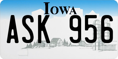 IA license plate ASK956