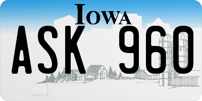 IA license plate ASK960