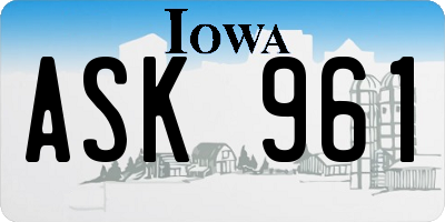 IA license plate ASK961