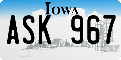 IA license plate ASK967