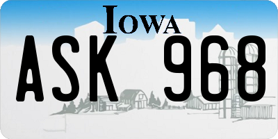 IA license plate ASK968