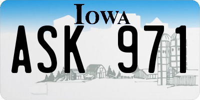 IA license plate ASK971