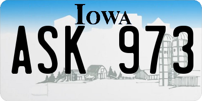 IA license plate ASK973