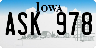 IA license plate ASK978
