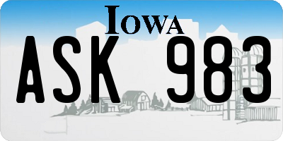 IA license plate ASK983