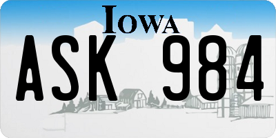 IA license plate ASK984