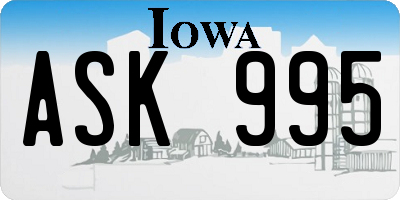 IA license plate ASK995