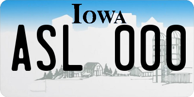 IA license plate ASL000
