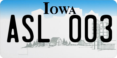 IA license plate ASL003