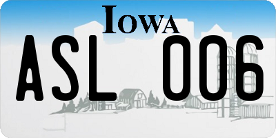 IA license plate ASL006