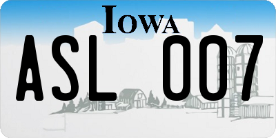 IA license plate ASL007