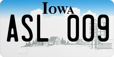 IA license plate ASL009