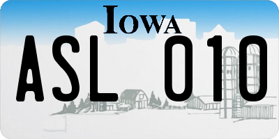 IA license plate ASL010