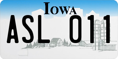 IA license plate ASL011