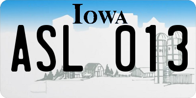IA license plate ASL013